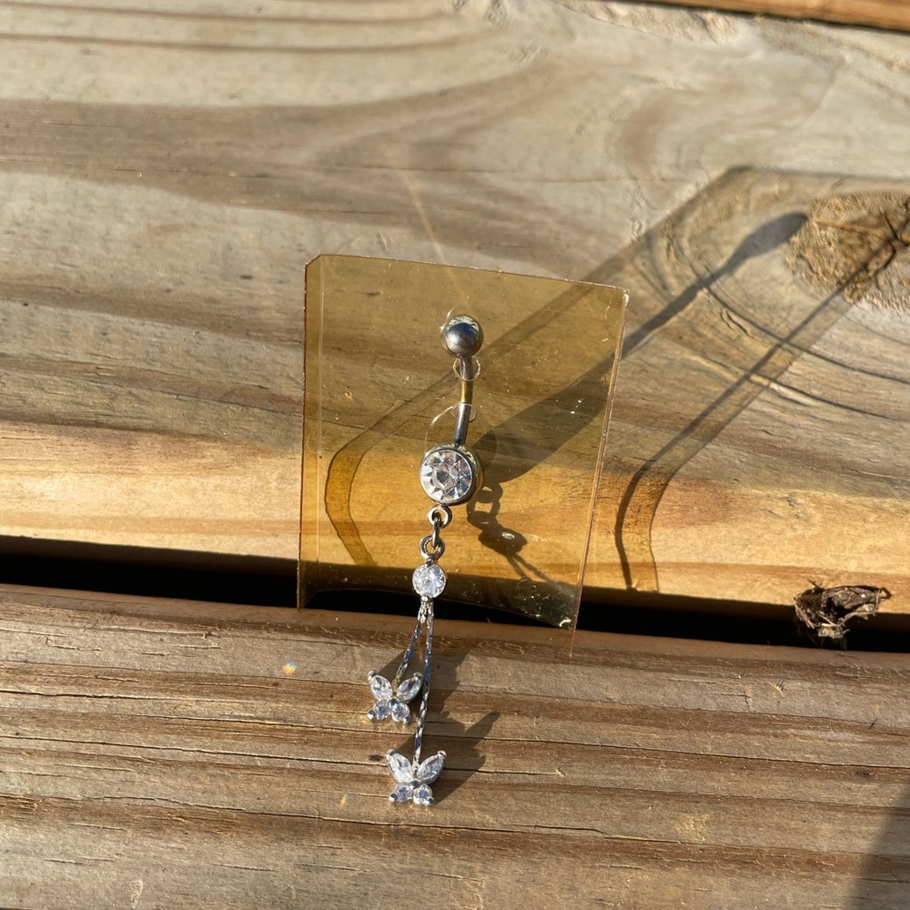 Claire's Silver Butterfly Dangle navel belly button piercing
